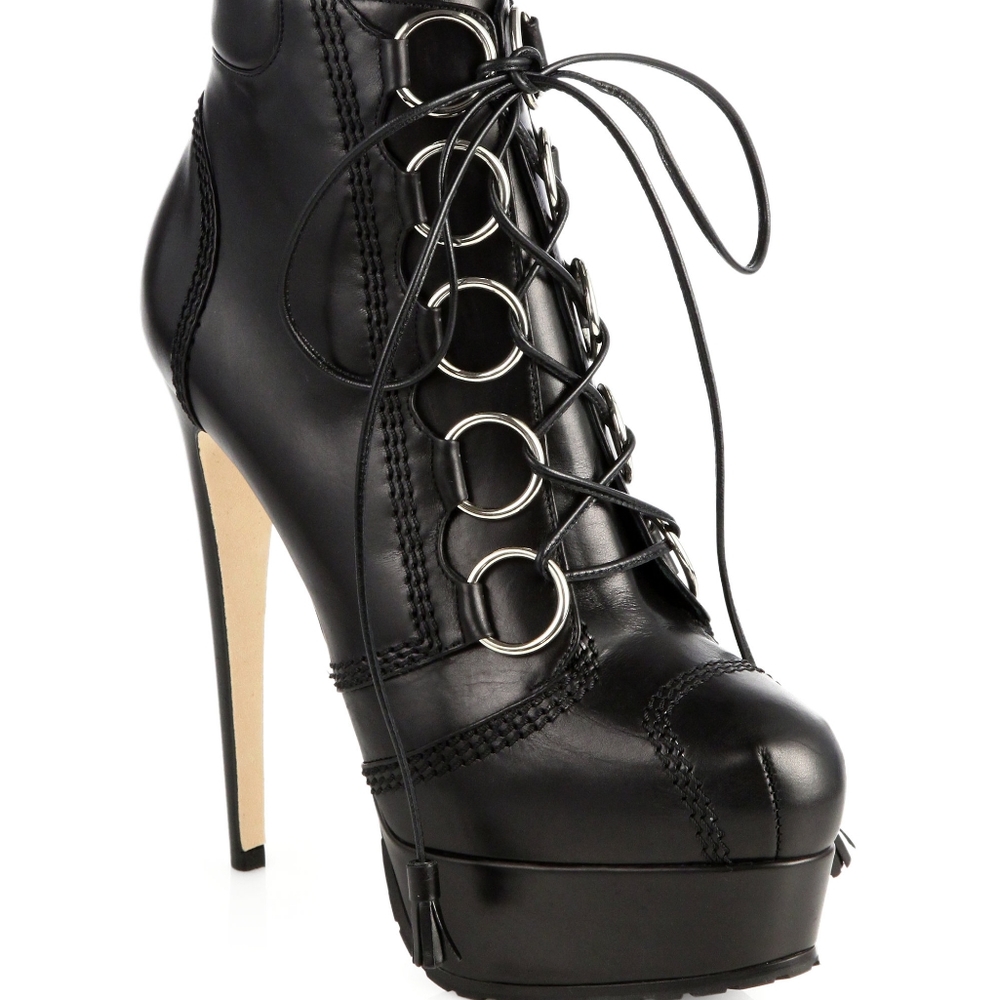Brian Atwood NIB Platform Boots Black Lug Sole 36